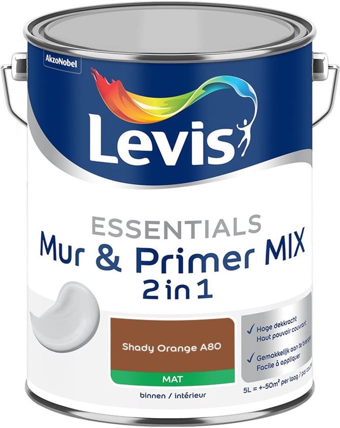 Levis - Essentials Mur & Primer Mix - Shady Orange A80 - Mengverf - 5 L