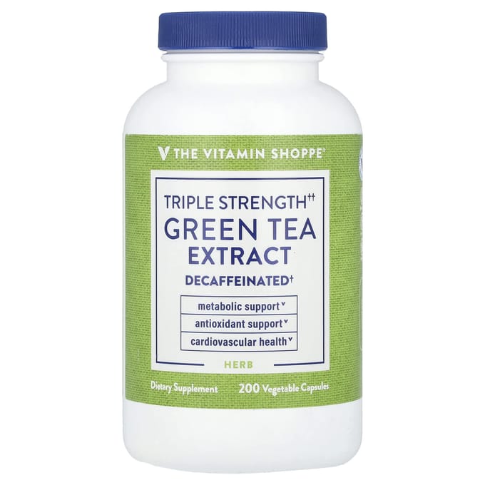 The Vitamin Shoppe, Extrait de thé vert, triple concentration, décaféiné, 200 capsules végétariennes