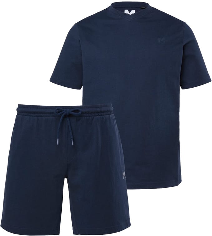 Men Plus - Heren - Pyjama tweedelig kort model basic - Navy blauw - Maat 4XL