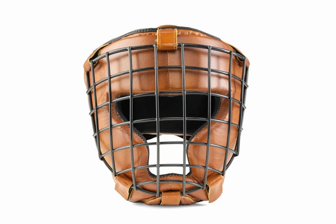Retro Tan Evolution L OG-15LRT Echt Leer Trainingshoofddeksel met Metalen Rooster