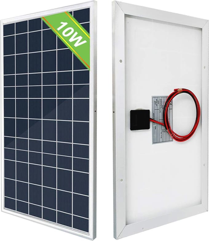 Draagbaar polykristallijn zonnepaneel 10 W, 12 V voor batterijoplading
