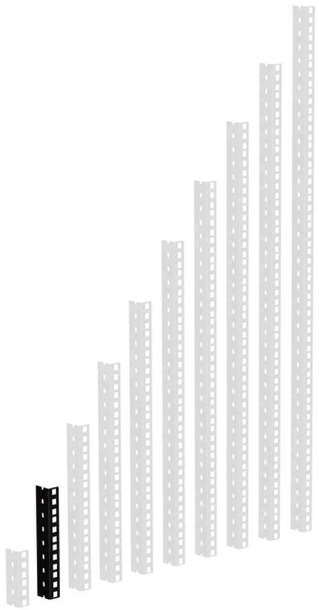 Adam Hall 61535B4 Rackrail, zwart geperforeerde gaten, 4 HE - Profiel
