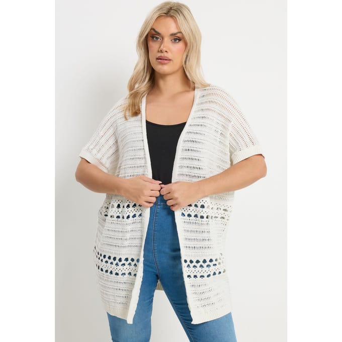 Yours Ivoorwitte Gehaakte Kimono Size 46-48