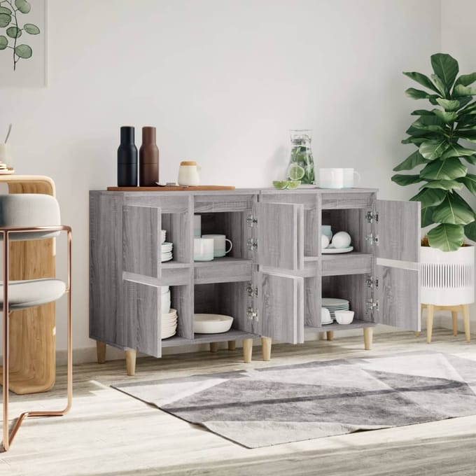 vidaXL - Dressoirs - 2 - st - 60x35x70 - cm - bewerkt - hout - grijs - sonoma - eikenkleur