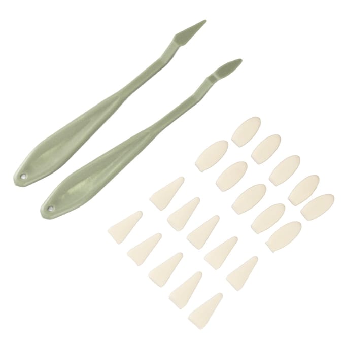 2 Stuks Schetsspons Wisser Plastic Handvat Wasbaar Elastisch Vervangbare Schetsmes Pen met 20 Koppen white