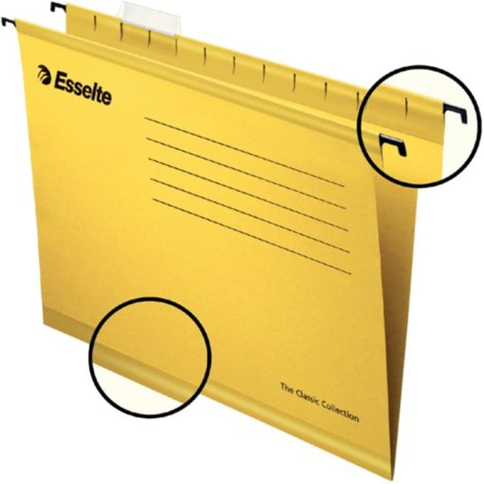 Hangmap Esselte Classic folio V-bodem  382x240mm geel