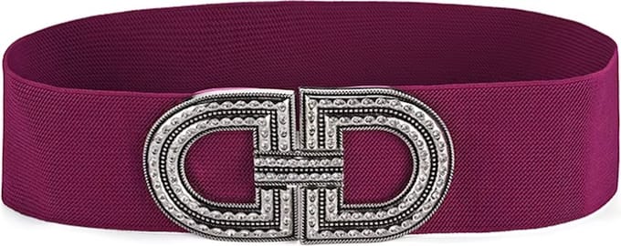 Elastische Riem - Double-D Bordeauxrood | Polyester / Elastaan | Maat 36 t/m 42 | Fashion Favorite
