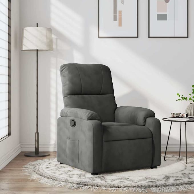 vidaXL - Fauteuil - verstelbaar - microvezelstof - donkergrijs