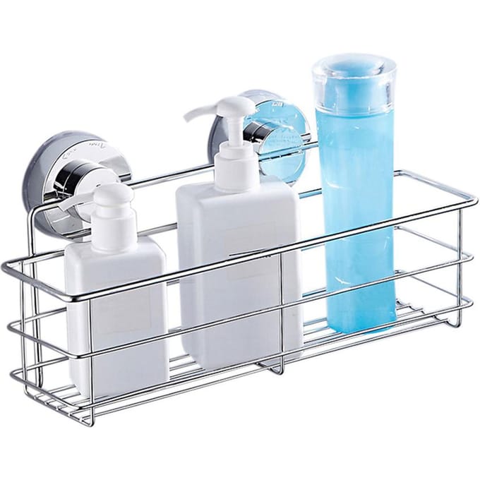 Étagère de douche en acier inoxydable à ventouse, sans perçage, robuste, pour salle de bain white