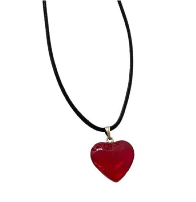 Gothic ketting - Heks - Wicca - Punk - Hartje steen rood