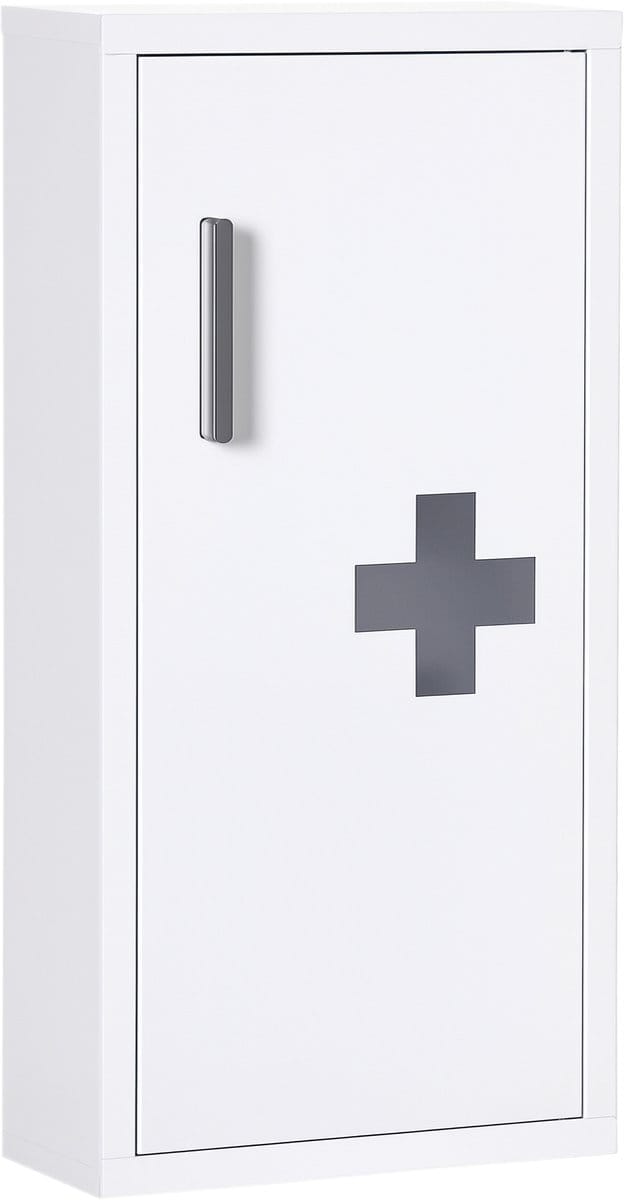 Kleankin medicijnkast - staal - 30L x 12B x 60H cm - wit