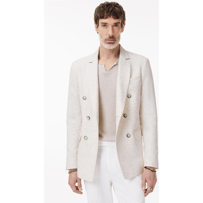 John Varvatos Devitt Jacket - Double Breasted Pick Sti Chalk Taglia: 48 | Blazers Outlet | Uomo
