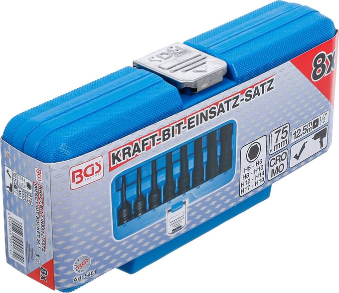 BGS Kracht Dopsleutelbitset | 12,5 Mm (1/2) | Inbus 5 - 19 Mm | 8-dlg