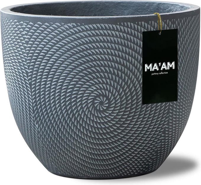 MA'AM Pottery Jade ronde bloempot - D44×H36 cm - zwart - industriële eyecatcher