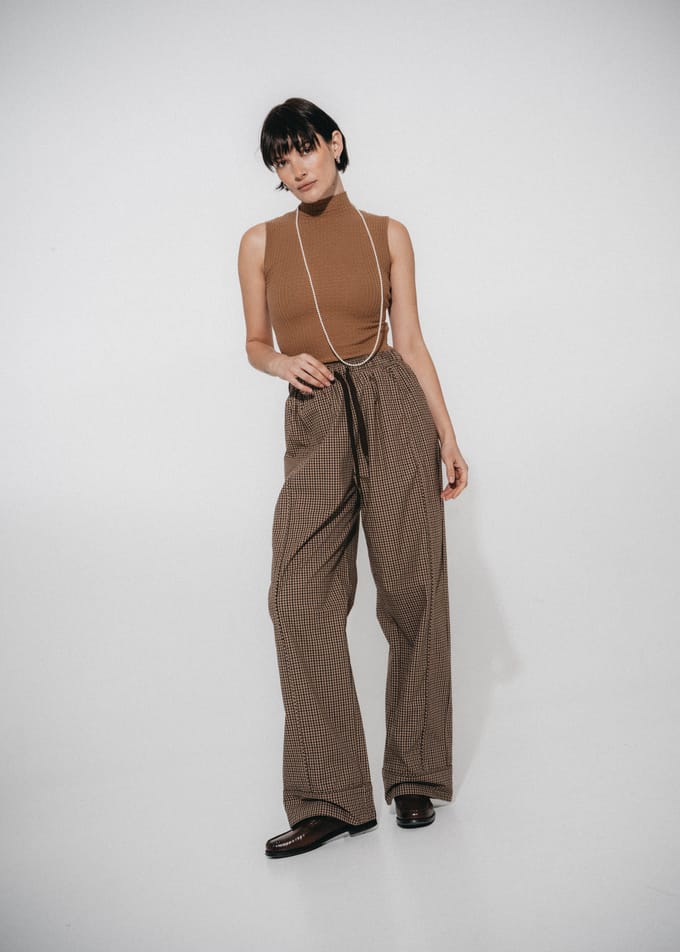 Rey check cotton pants | Brown - Brown / S