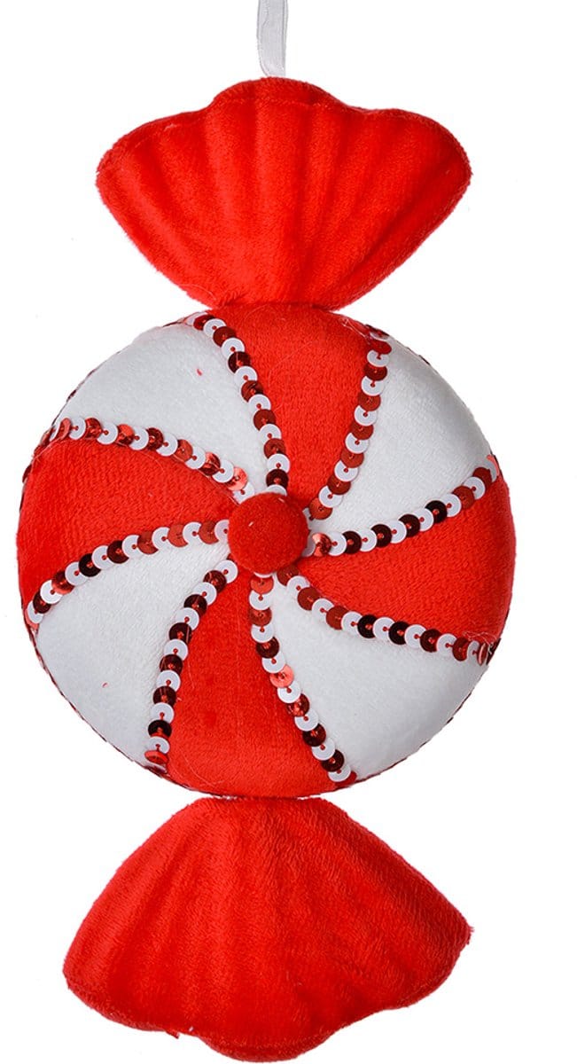 Clayre & Eef Kersthanger 13x5x25 cm Rood Wit Synthetisch