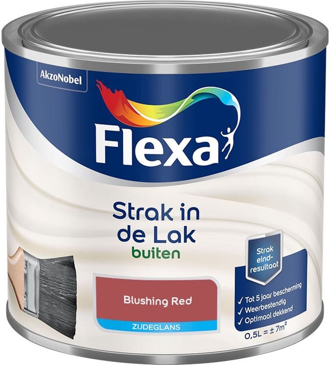 Flexa - Strak In De Lak Buitenlak Zijdeglans - Blushing Red - Mengverf - 500 Ml