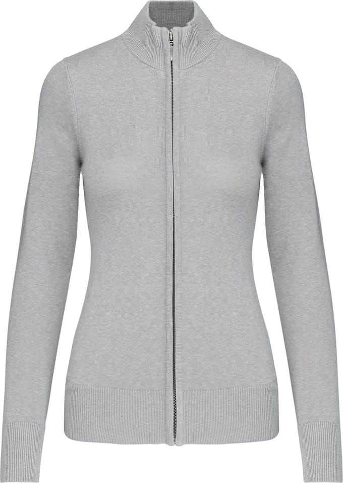 Kariban Dames cardigan met rits K962 - Grey Melange - M