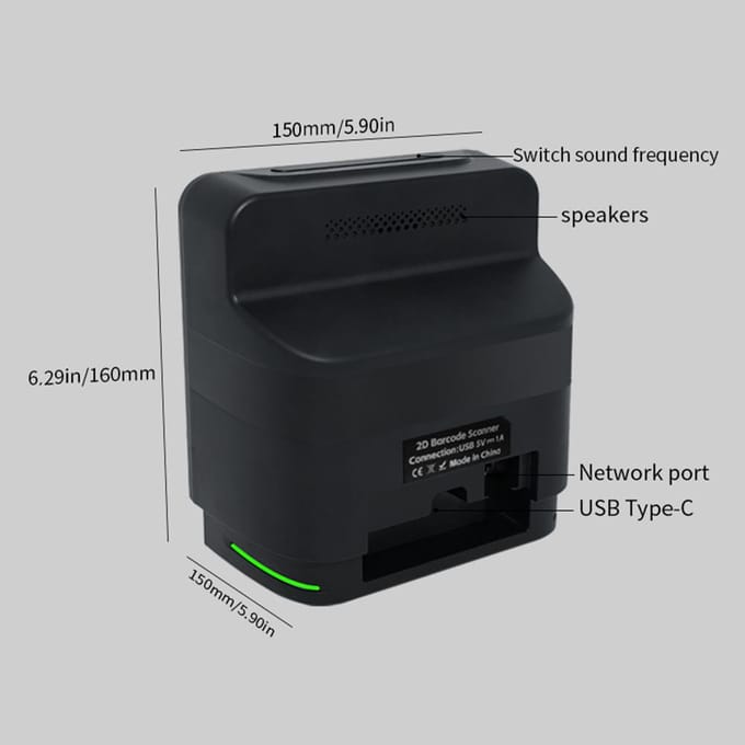 Scanner de codes-barres de bureau 1D 2D, lecteur de code QR, capteur Intelligent omnidirectionnel, USB filaire 0 noir