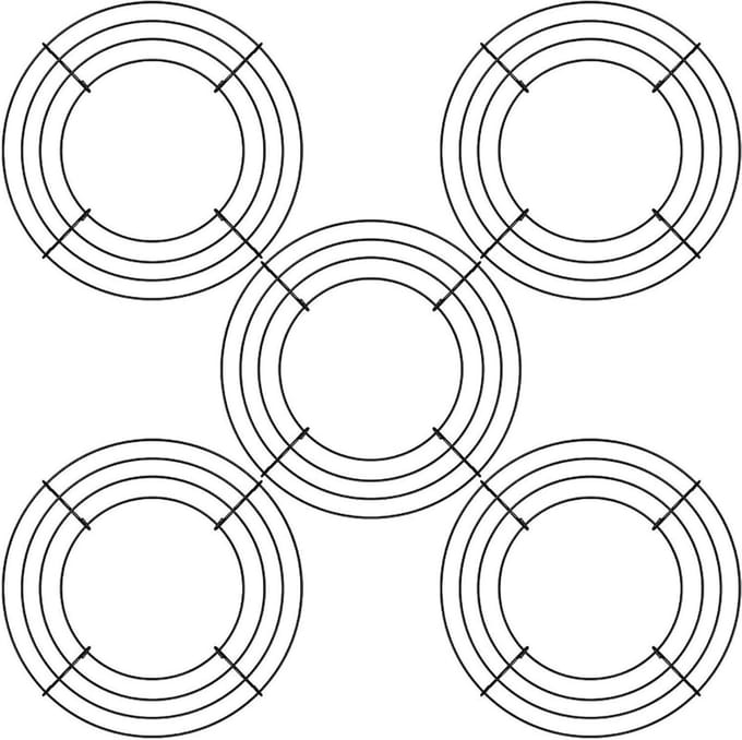 Draadkrans Frames - Bloemenringen Set - Kransen Maken - Stevig Metaal - 4 Maten Set - Zwart