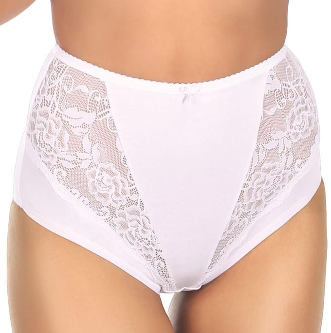 FUNNY DAY Dames Slip KLARA - Wit - Maat 2XL - Hoge taille met kant
