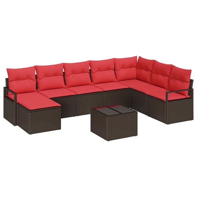 vidaXL Bankstel 9 st Bruin poly rattan