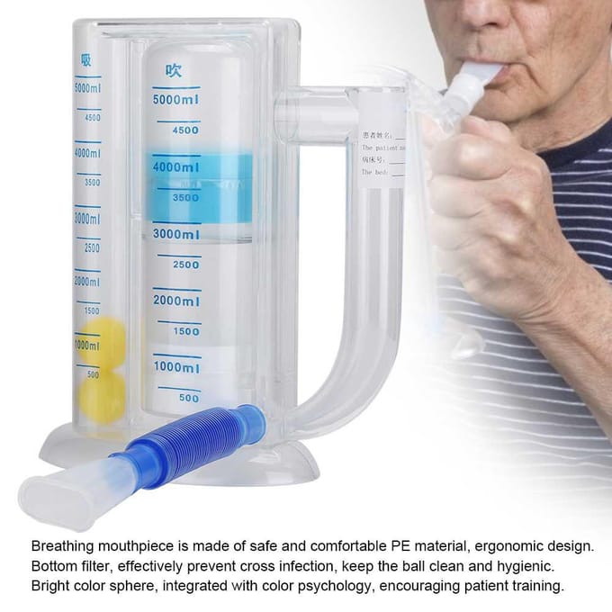 5000ml Diepe Ademhaling Volumetrische Longoefener Ademhalingsmeetsysteem Zuig- en Blaastype Single suction type gray