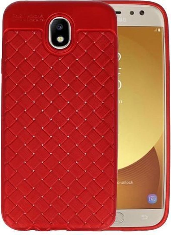 Rood Geweven TPU case hoesje voor Samsung Galaxy J7 2017 / Pro