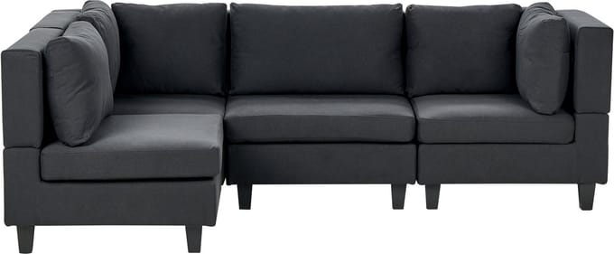 UNSTAD - 4-zitsbank modulair - Zwart - Rechtszijdig - Polyester