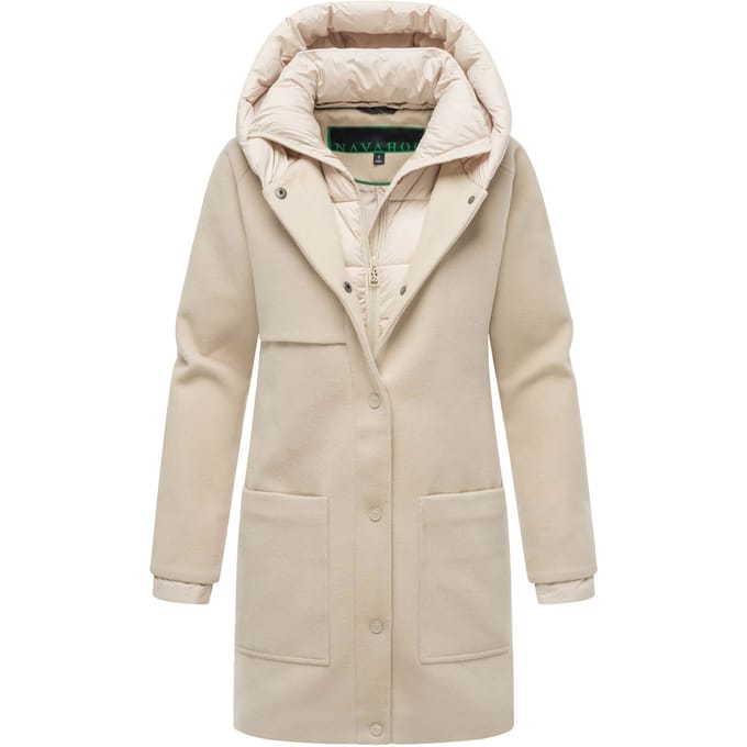 Navahoo Flauschwunder dames wintermantel met afneembare kraag