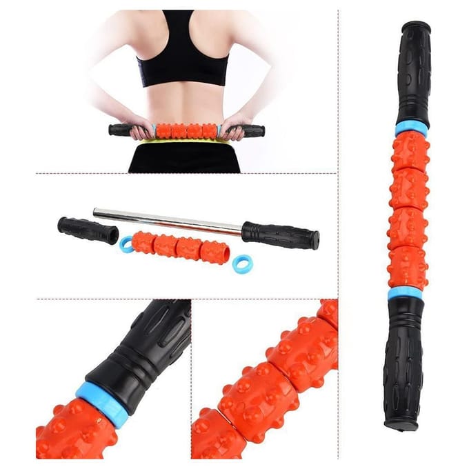 Rigid Gym Self Massage Roller Stick Full Body Muscle Relieving Relaxation Fitness Trigger 42 cm red