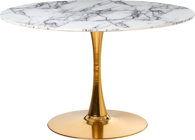 BOCA - Ronde eettafel - Wit marmer - 120 cm - MDF