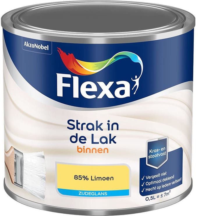 Flexa - Strak In De Lak Binnenlak Zijdeglans - 85% Limoen - Mengverf - 500 Ml