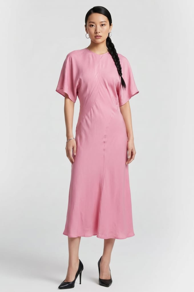 & Other Stories Wilder Dress Pink Maat: M | Midi Jurken Outlet | Dames | Roze
