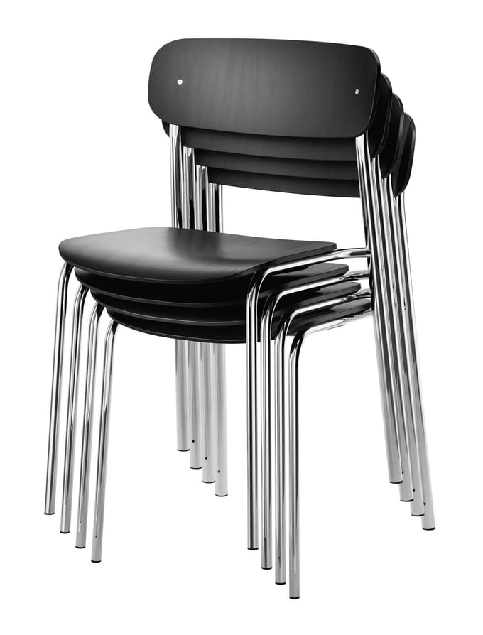 Thonet S 243 Stalen buisstoel - verchroomd - Beuken zwart (TP 29) gebeitst