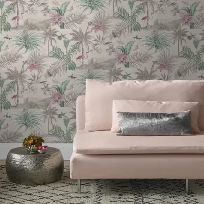Decomode Vliesbehang Paradise - Grijs - Groen - 10,05m X 53cm