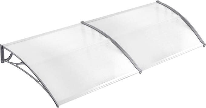 Stevige Deur- en Raamluifel 200x100 cm - Transparante Polycarbonaat Overkapping met Aluminium Frame