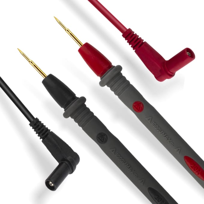 Fils de Test électroniques, sondes de Test, multimètre, plaqués or, Super tranchants Silicone test line noire rouge