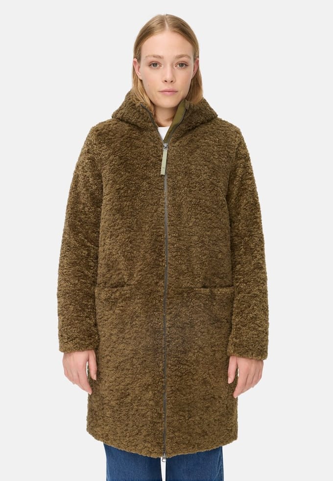 camel active Teddyjas met capuchon - Maat womenswear-40 - Donker kaki