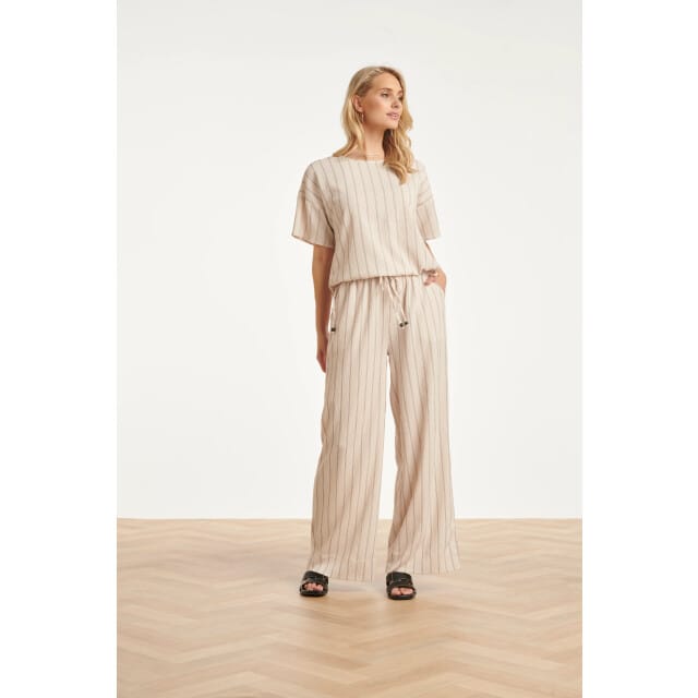 Smashed Lemon Gestreepte broek met ingeweven structuur en elastische tailleband |