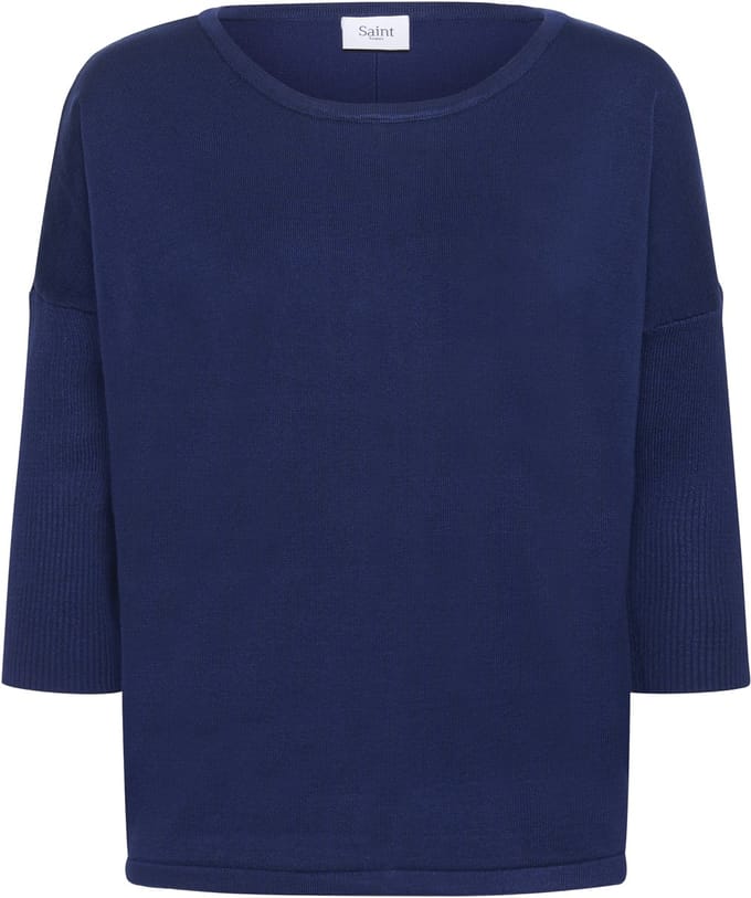 Saint Tropez A2561, MilaSZ R-Neck Pullover Dames Trui - Navy Peony