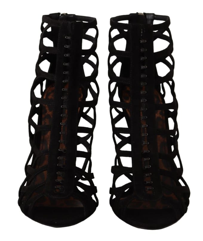 Cage Sandalen Zwarte Suède Hakken