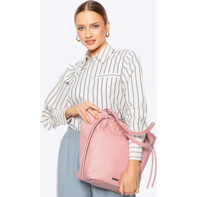 Wittchen Dames eco-leren shopper met decoratieve banden, roze
