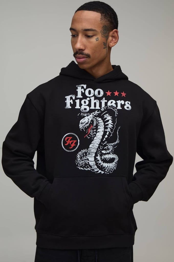 Oversized Foo Fighters Slang Licentie Print Hoodie | Black | Size Large
