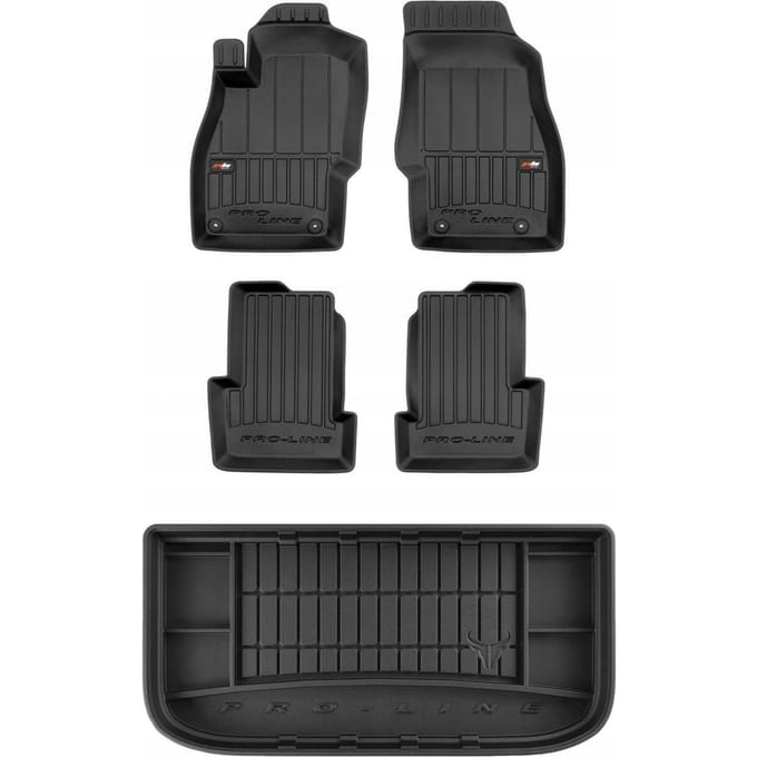 FROGUM Proline – Automatten Set + Kofferbakmat – Perfecte Pasvorm – Geurloos TPE – OPEL Adam Hatchback 2012-2019