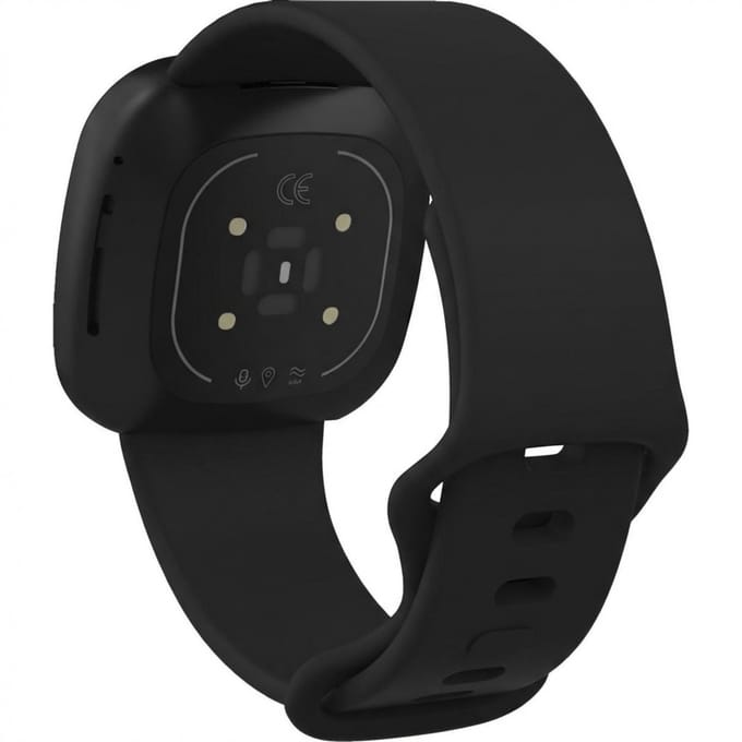 Siliconen Sport bandje - Geschikt voor Fitbit Sense/ Versa 3/ Versa 4/ Sense 2 - Zwart