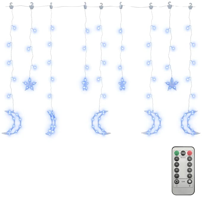 vidaXL - Lichtslinger - ster - en - maan - afstandsbediening - 138 - LED's - blauw