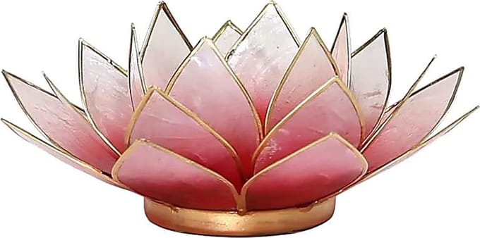 Lotus sfeerlicht rood/roze goudrand - 13.5 cm