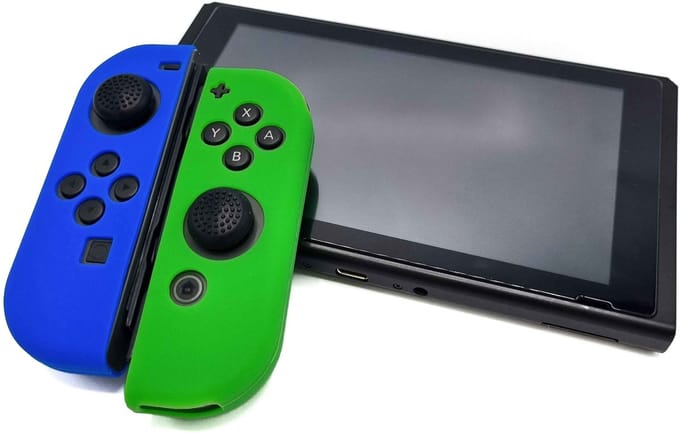 Gadgetpoint - Hoesjes & Skins voor Nintendo Switch 1 - Performance Gaming Case - Soft Grip Covers - Anti-Slip Joy-Con Controller Accessoires - Donkerblauw/Groen