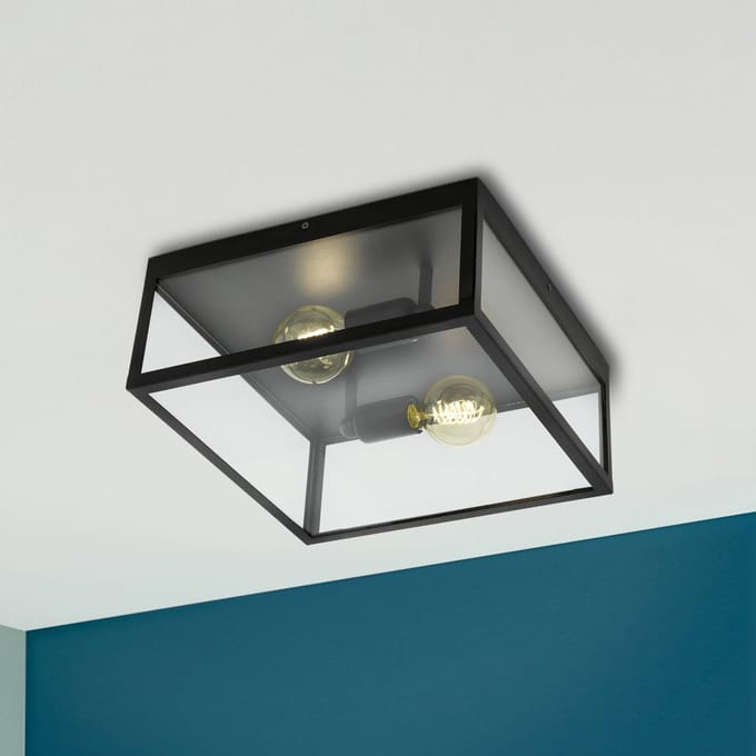 EGLO Charterhouse Plafondlamp - E27 - 36 cm - Glas - Zwart